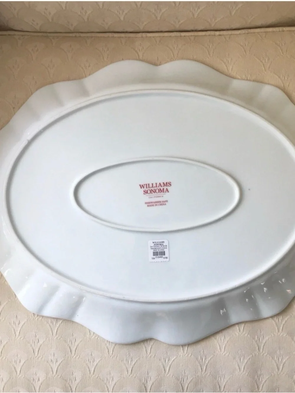 Williams Sonoma White Ceramic Holiday Serving Plate “Twas the Night”NWT